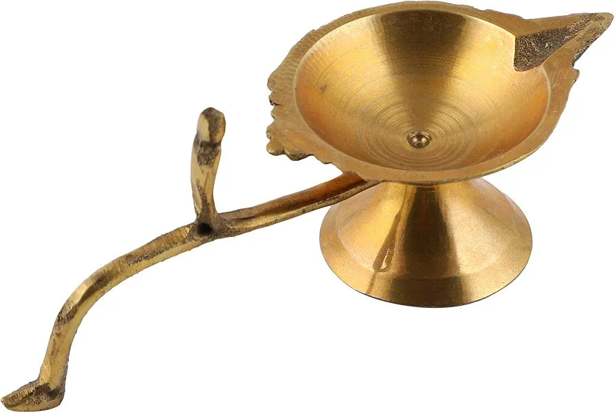 UAPAN MetalCraft Brass Puja Diya with Handle 