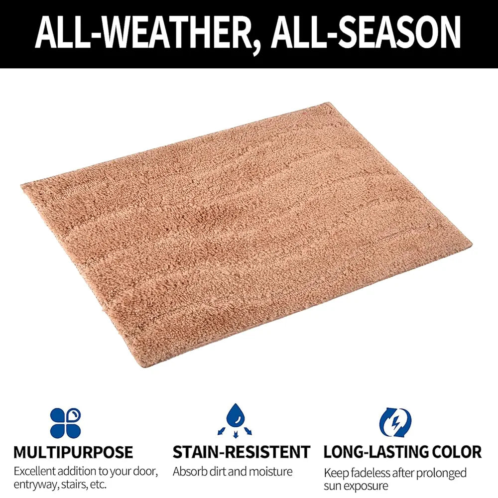 Kuber Industries Waves Shape Velvet Entrance Door Mat for Home, Office, and Living Room - Light Brown