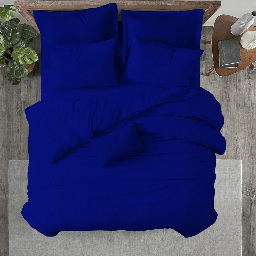 Trance Home Linen Zippered 100% Cotton 200TC Satin Stripe King Size Duvet Cover Quilt Cover Blanket Cover Razai Comforter Cover with 2 Pillow Covers 