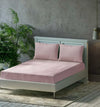 Trance Home Linen 300TC Pure 100% Cotton King Fitted Bedsheet with 2 Pillow Covers 78 x 72 inch Colour Cameo Rose