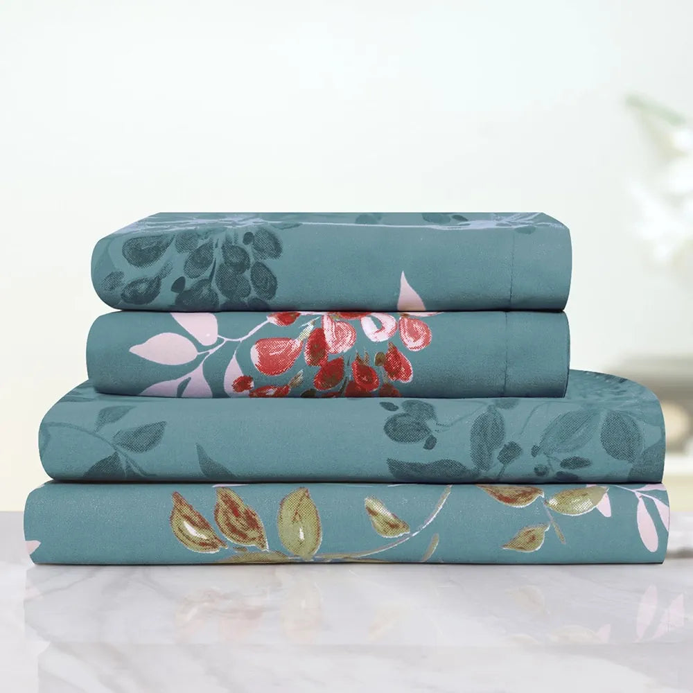 Cloth Fusion 186tc Glace Cotton Elastic Fitted Bedsheet for Double Bed King Size with 2 Pillow Covers, Soft Wrinkle Free Elastic Bedsheets for King Size Bed 