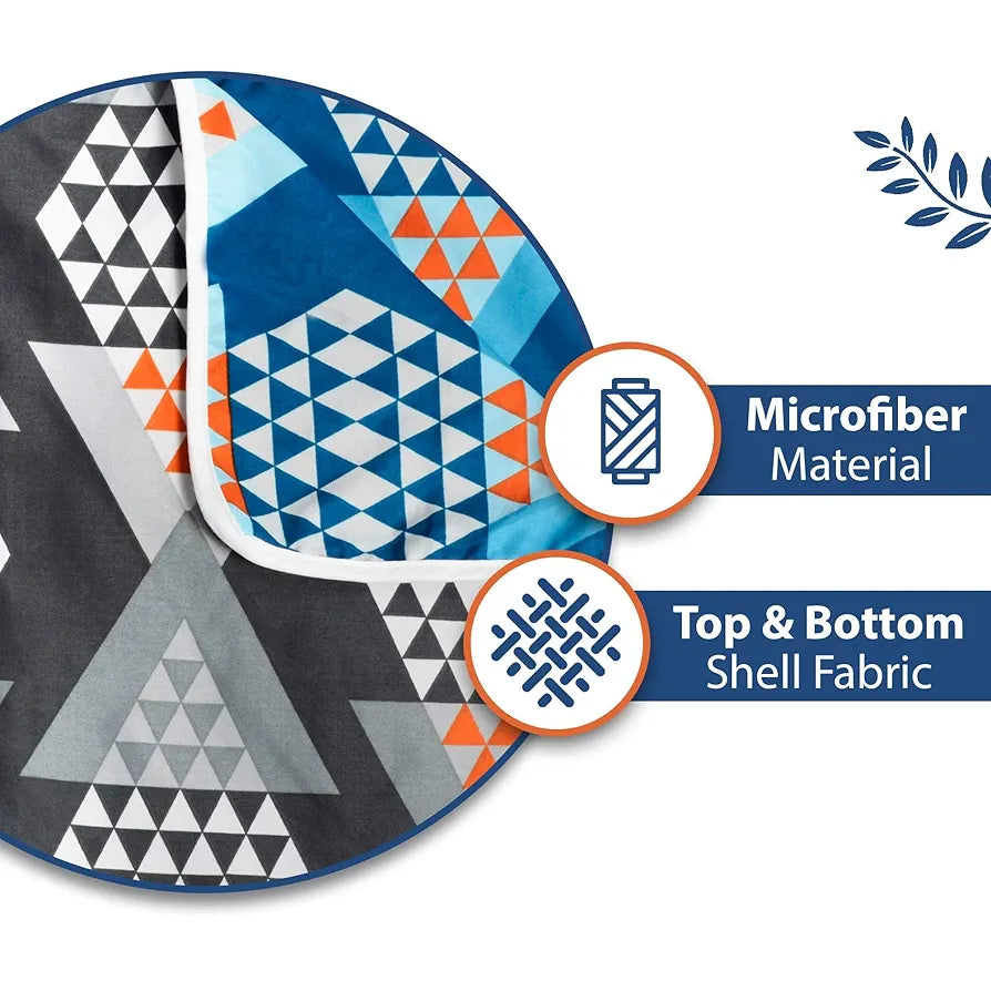 Divine Casa 120 GSM Microfiber Single Kids Dohar  | Soft & Lightweight Throw Blanket | Cozy & Breathable | All-Season Comfort | 140 x 100 CM | Geometric Pattern | Blue and Grey