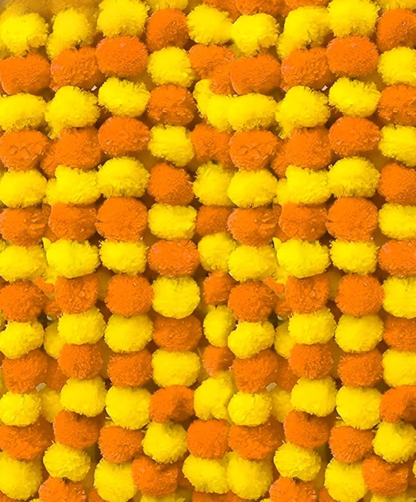 Abhaas Artificial Marigold Fluffy Flowers for Decoration Garlands for Decoration Pooja Room Toran Indian genda phool for Wedding Festivals Diwali pongal 