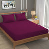 Homefab India 160 TC Stripe Cotton Feel Glace Cotton Elastic Fitted King Size Double Bed Bedsheet with 2 Pillow Covers Fits Upto 6 inches Mattress Dark Pink