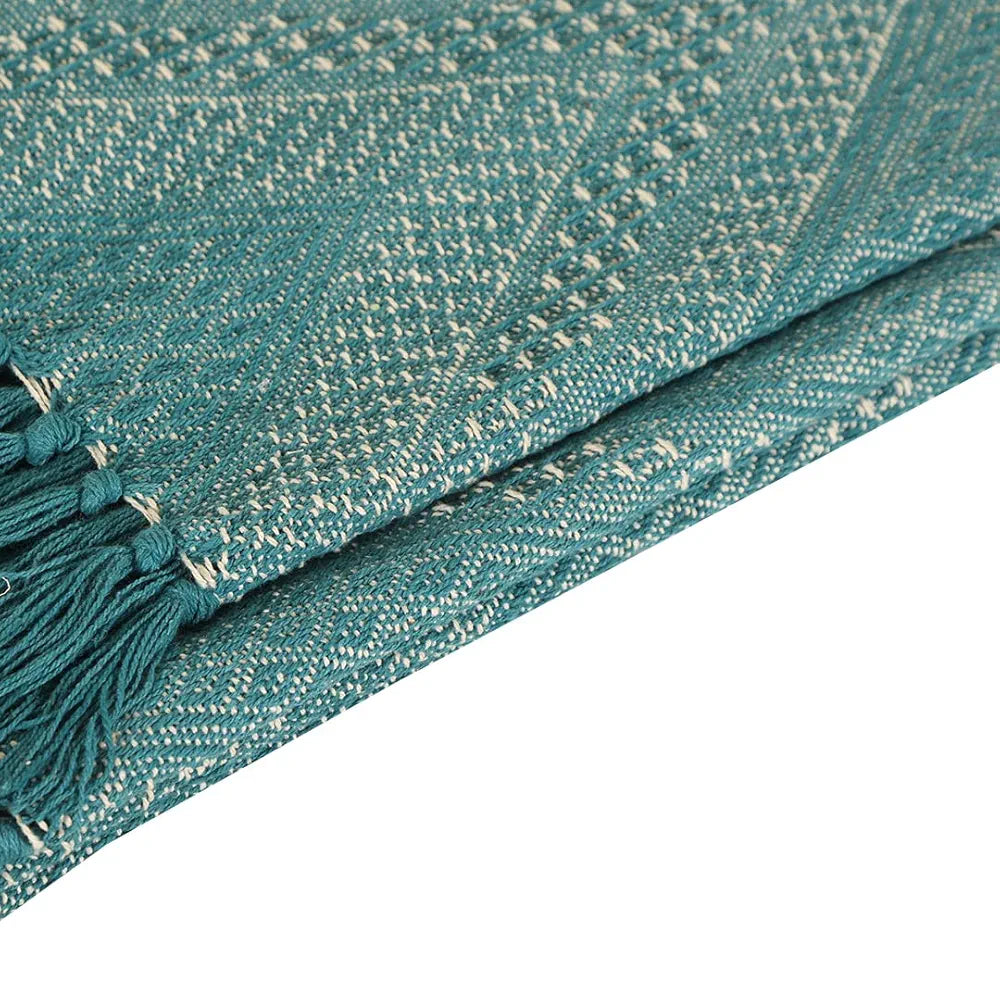 SASHAA WORLD Cotton Jewels of India Throw | Throw for Living Room, Sofa, Bed, Chair, Picnic & Used for Gift | Blue Throw Blanket 130X180 Cm