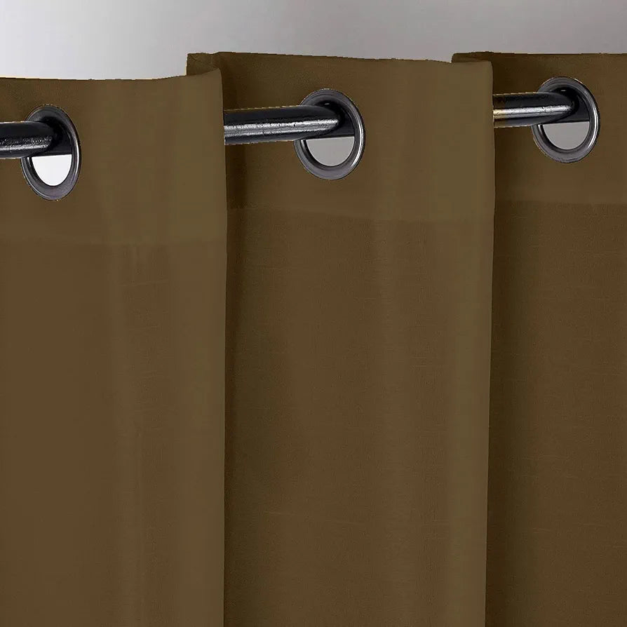 Divine Casa Premium Micro Satin Semi Blackout Door Curtains Pack of 2 | Solid Design | Size 7 Feet | Elegant Look & Light Control | Golden Brown