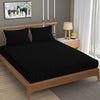 Homefab India 160 TC Stripe Cotton Feel Glace Cotton Elastic Fitted King Size Double Bed Bedsheet with 2 Pillow Covers Fits Upto 6 inches Mattress Black