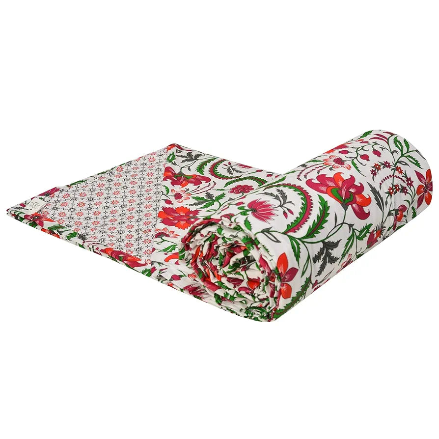 Trance Home Linen 150 GSM Pure Cotton Reversible Dohar Double Bed Size | AC Blanket Comforter | Soft Light-Weight Bed Blanket 