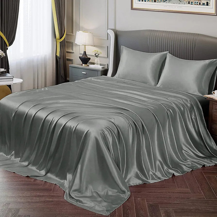 Cloth Fusion Satin Bedsheet for King Size Bed, Perfect for Romantic Night, Excellent Gift for All Celebrations, Set of 1 Satin Sheet 108