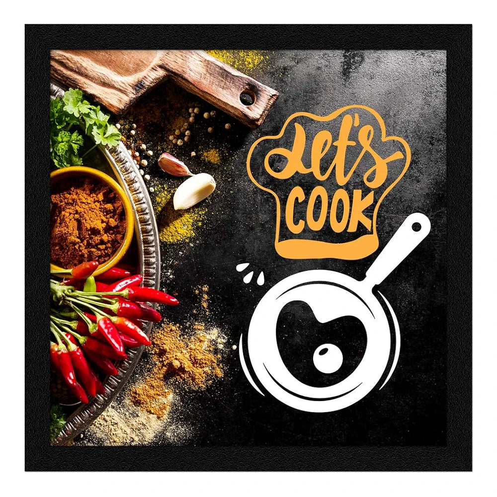 ArtX Kitchen Food Quotes Motivational Funny Wall Art Frames, Framed Posters, 20 X 20 inches, 10.0 X 10.0 inches Each, Multicolor, Synthetic Wood, Set of 4 