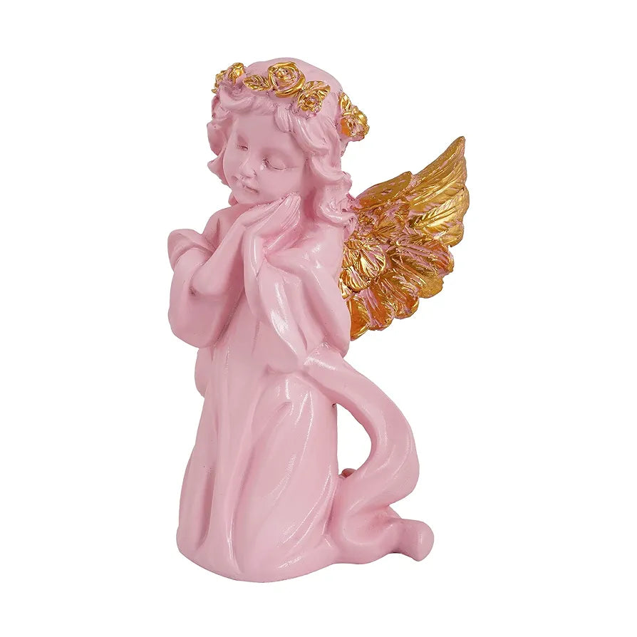 Zart Angel Girl Showpiece for Home Decor | Winged Fairy Statue for Shelves | Pink SG
