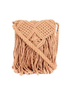 Astrid Handmade Macrame Flap Over Sling Bag For Girls And Women Colour Dusky Brown