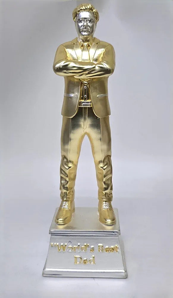 Gold Art India Best Father Figurine Gold & Silver Plated Matte | Trophy for Father | Fathers Birthday | Study Table | Office Desk , 9'' Inch