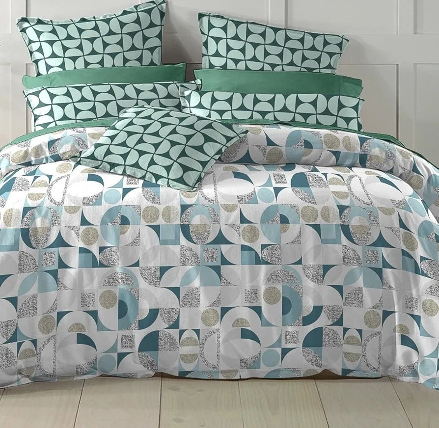 THE HOME STYLE Cotton Elastic Fitted All Around Printed King Size Double Bed Bedsheet wih 2 Pillow Cover 