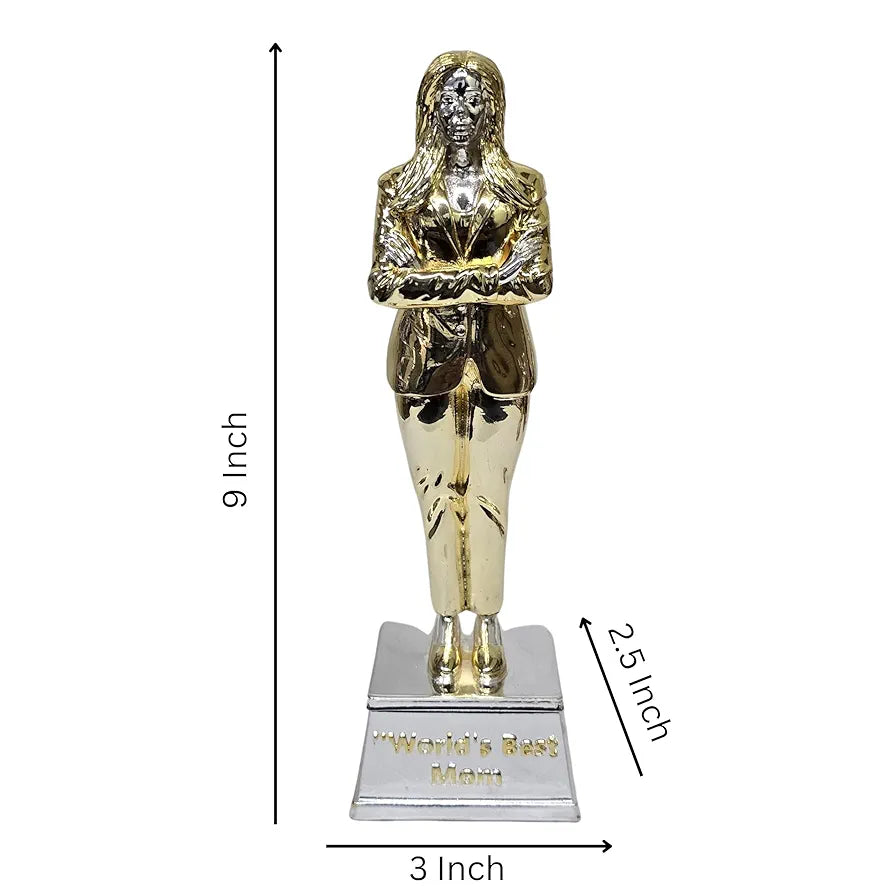 Gold Art India Best Mother Trophy FigurineGold & Silver Plated | Women's Day Gift for Mother | Mothers Birthday Gift | Study Table | Office Desk 9'' Inch