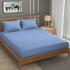 Homefab India 160 TC Stripe Cotton Feel Glace Cotton Elastic Fitted King Size Double Bed Bedsheet with 2 Pillow Covers Fits Upto 6 inches Mattress Sky Blue