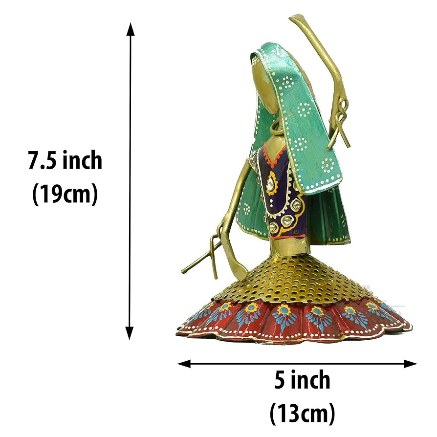 Kraftskala Set of 3 Kalbeliya Dancers Metal Decor Items for Living Room Showcase, Bedroom, Tabletop Decor, Traditional Rajasthani Dancers Decorative Showpieces 