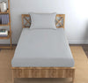 Trance Home Linen Premium 300 TC Pure 100% Cotton Single Size Fitted Bedsheet with 1 Pillow Cover Colour Silver Grey