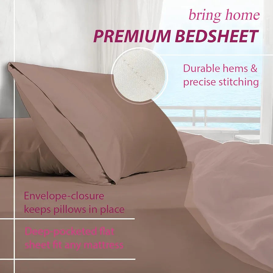 Trance Home Linen Premium 300 TC Pure 100% Cotton King Fitted Bedsheet with 2 Pillow Printed Covers 