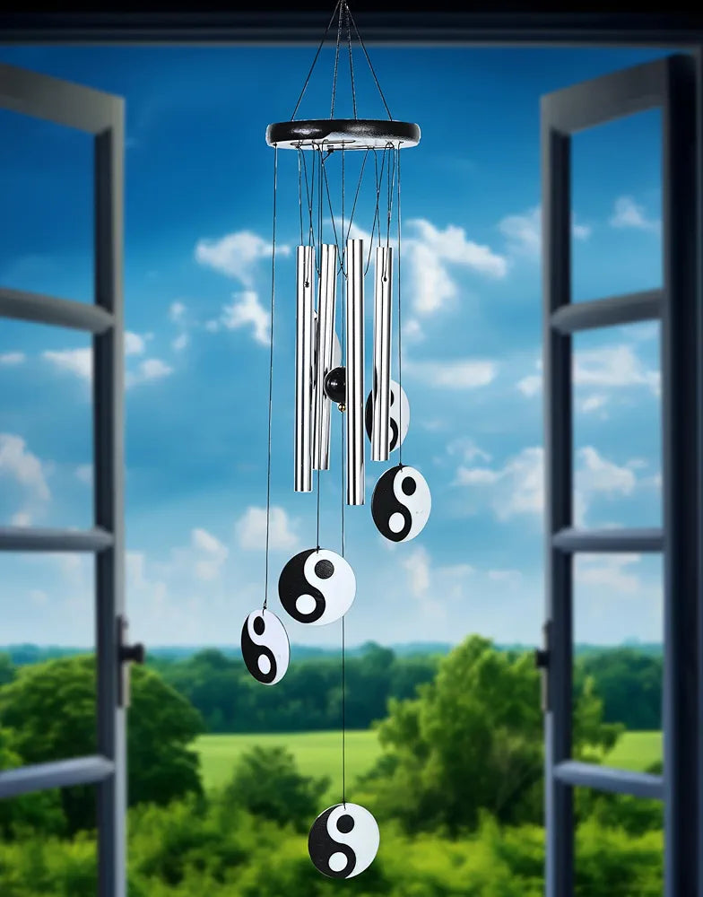 ZAICUS Wind Chimes for Balcony – Elegant Wind Chime for Home Positive Energy – Yin-Yang Metal Tube Wind Chimes for Living Room, Garden, Patio & Meditation Space