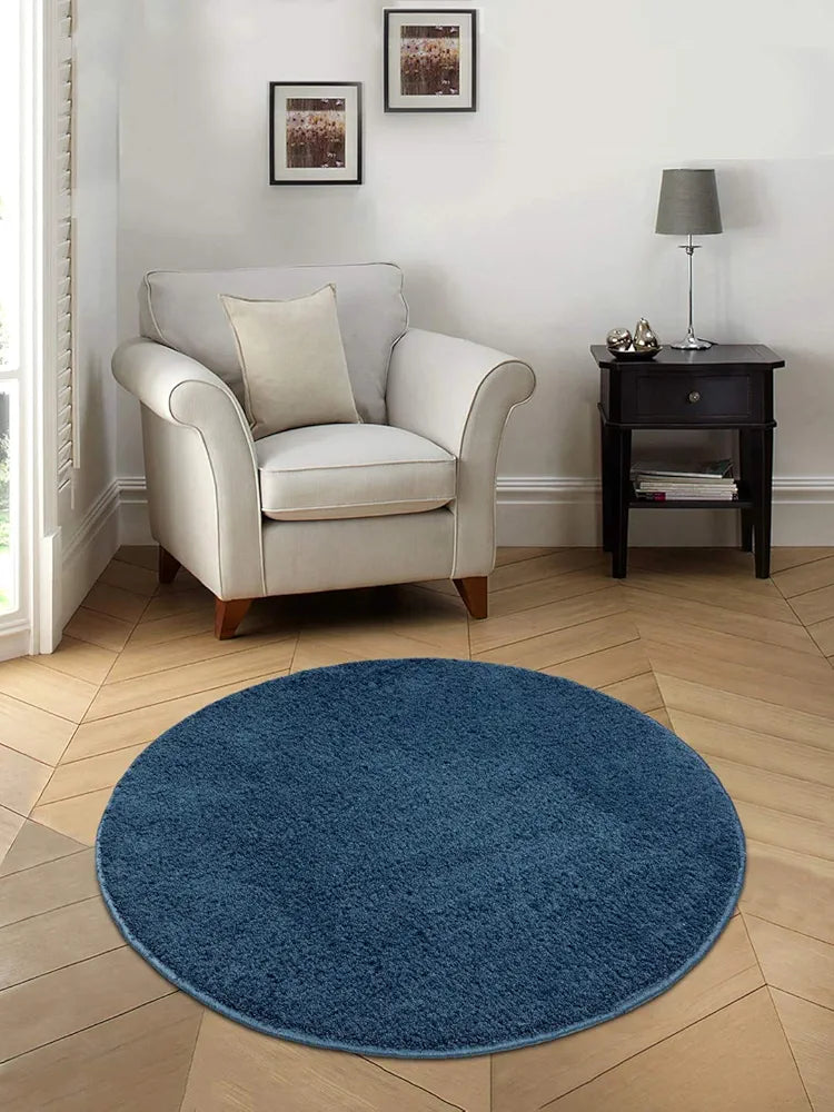 Saral Home Neon Shaggy Yarn Anti-Skid Round Mats 