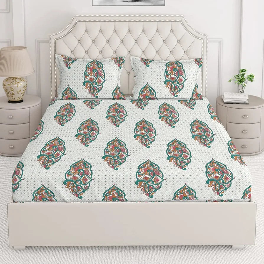 Layers Toughened Cotton Bedsheet for Double Bed King Size with Pillow Cover Set, 225 TC  Duracount, Light Weight, Moisture Absorbent, All Season Comfort, Wrinkle Resistance