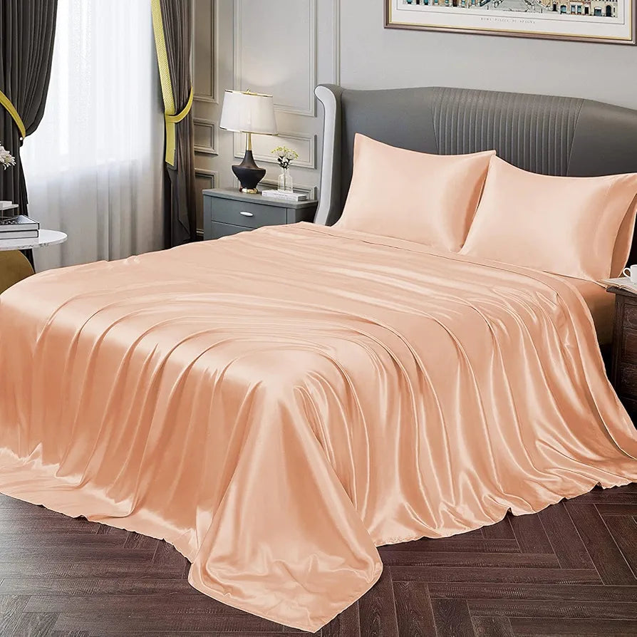 Cloth Fusion Satin Bedsheet for King Size Bed, Perfect for Romantic Night, Excellent Gift for All Celebrations, Set of 1 Satin Sheet 108