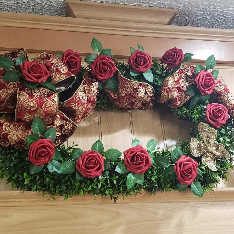 Higfra Artificial Flowers Green Fake Roses Real Looking Foam Artificial Roses with Stem for DIY Wedding Bouquets Centerpieces Bridal Shower Party Home Decorations – Green