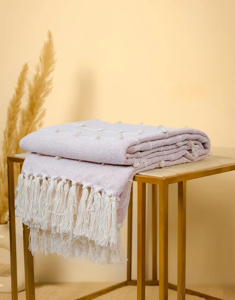 SAJAVAT HOME Hand-Knitted Pure Cotton 3 Seater Sofa Throw | 80x52 Inches/204x132 Cm | Summer Pink Throw for Sofa, Bed, Chair & Travel - Ideal for All Season | Pack of 1