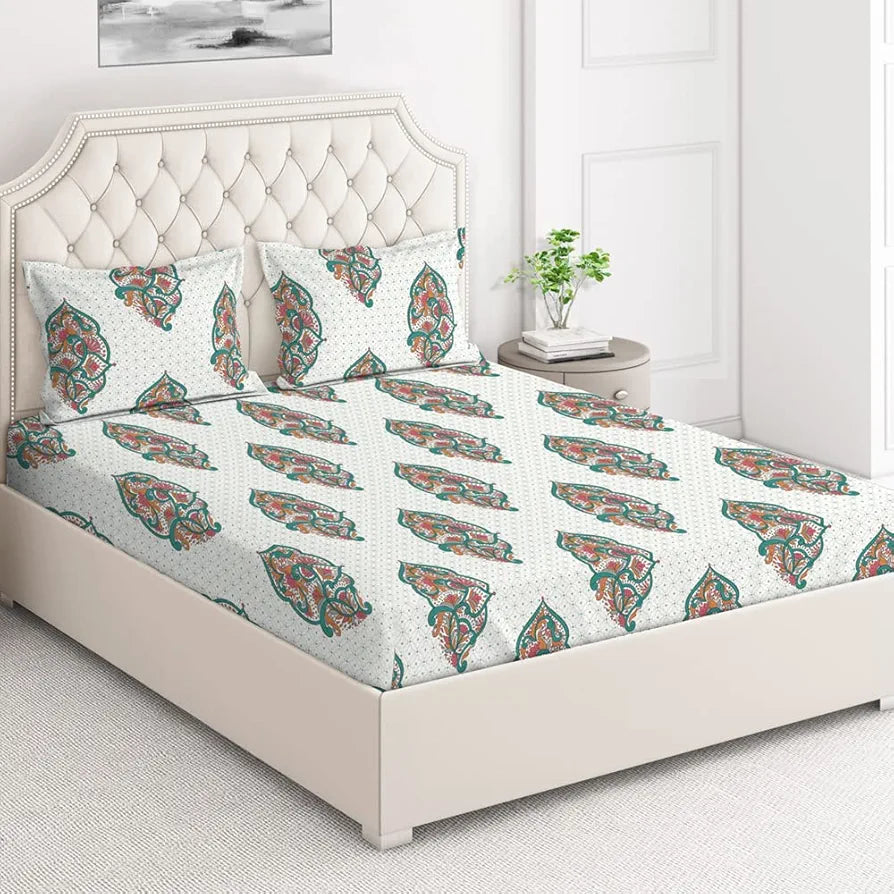 Layers Toughened Cotton Bedsheet for Double Bed King Size with Pillow Cover Set, 225 TC  Duracount, Light Weight, Moisture Absorbent, All Season Comfort, Wrinkle Resistance