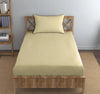 Trance Home Linen Premium 300 TC Pure 100% Cotton Single Size Fitted Bedsheet with 1 Pillow Cover Colour Beige