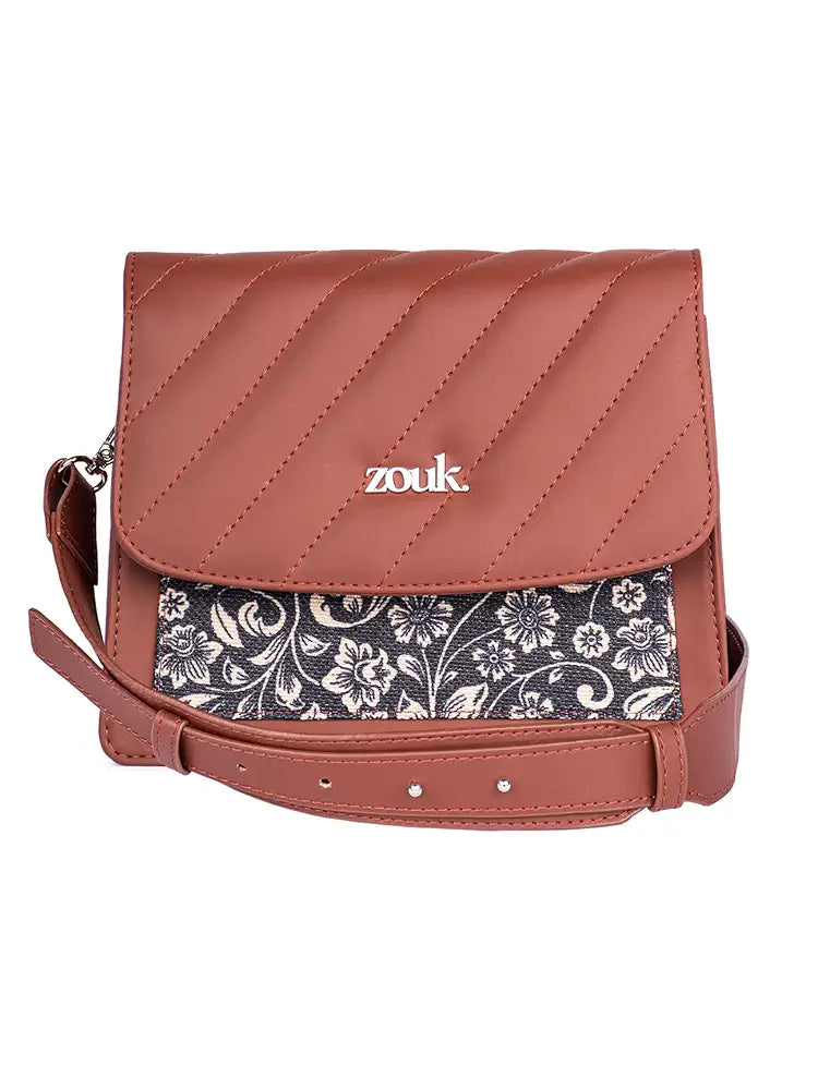ZOUK Vegan Leather Flap Closure Beyond Basic Sling Bag For Women's Girls