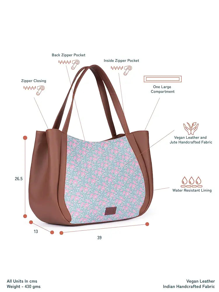ZOUK Jute Handcrafted Vegan Leather Women's Shoulder Luna Handbags