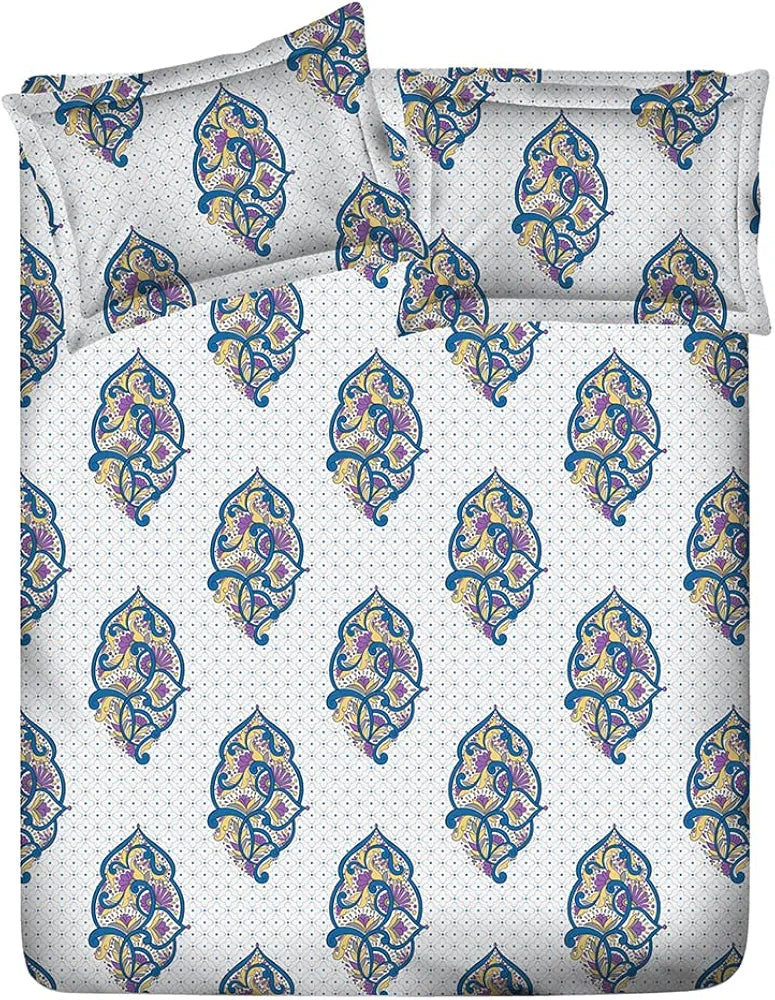 Layers Duracount Bedsheet Set for All Seasons - Lightweight, Moisture Absorbent, Machine Washable & Easy to Care - Gift for Housewarming & More - 225 CVC - King Size 