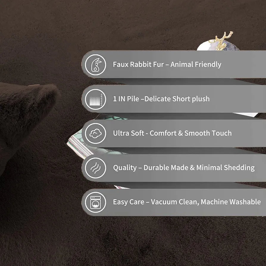 Luxe Home Ruffle Bath Mat Rabbit Fur 1000 GSM Bathroom Door Foot Mats Anti Skid Water Absorbent Easy Machine Washable Rug for Entrance, Kitchen Floor 