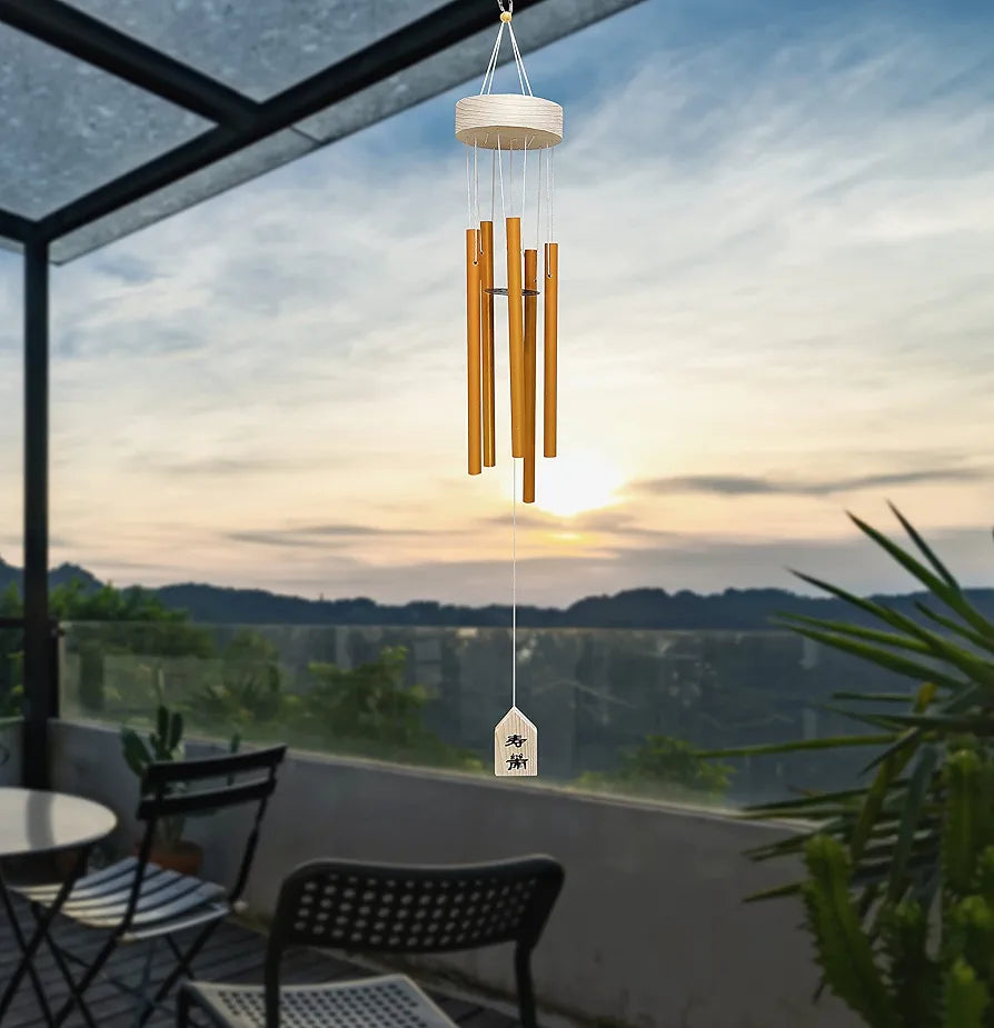 Plus Value 5 Pipe Wind Chimes for Balcony Home Positive Energy Decor Garden Outdoor Feng Shui Metal Hanging Bells Big Size 