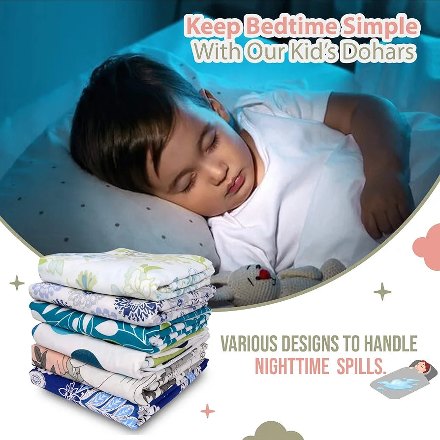 Divine Casa Floret 100% Cotton Single Kids Dohar | 120 GSM | Soft & Lightweight Throw Blanket | Cozy & Breathable Bedding | All-Season Comfort | 140 x 100 CM, Floral Blush