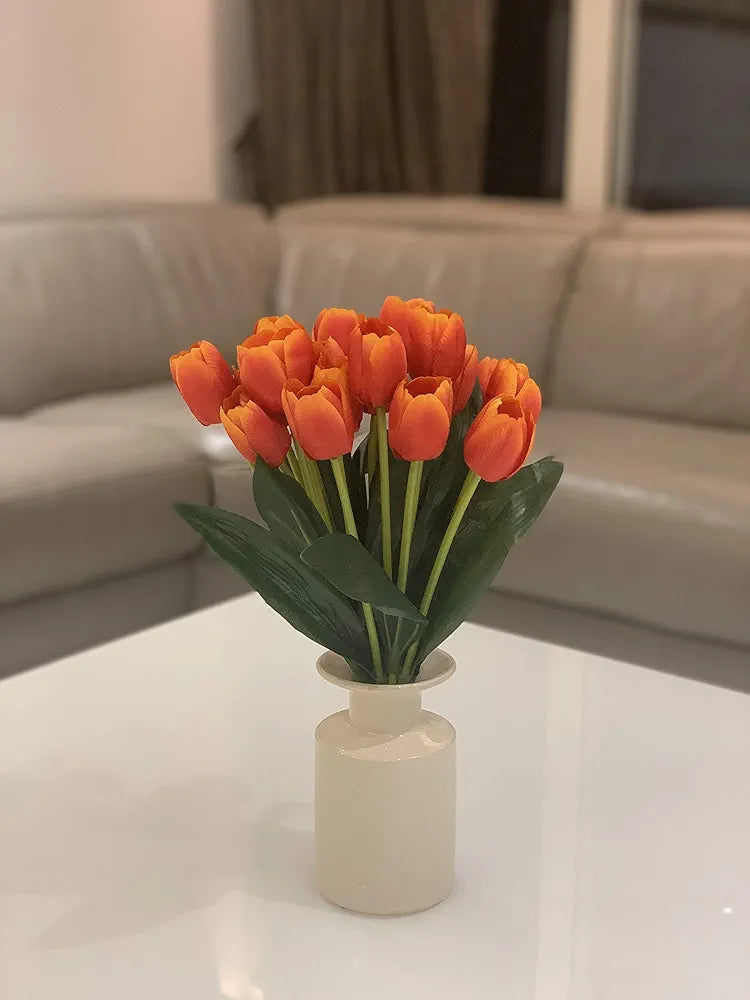 Fourwalls Beautiful Artificial Polyester and Plastic Tulip Flower Bunch 
