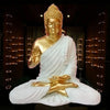 Alila Big Size Meditating Golden White Buddha Idol Statue Showpiece 14 inches 35cm 1 Feet Idol