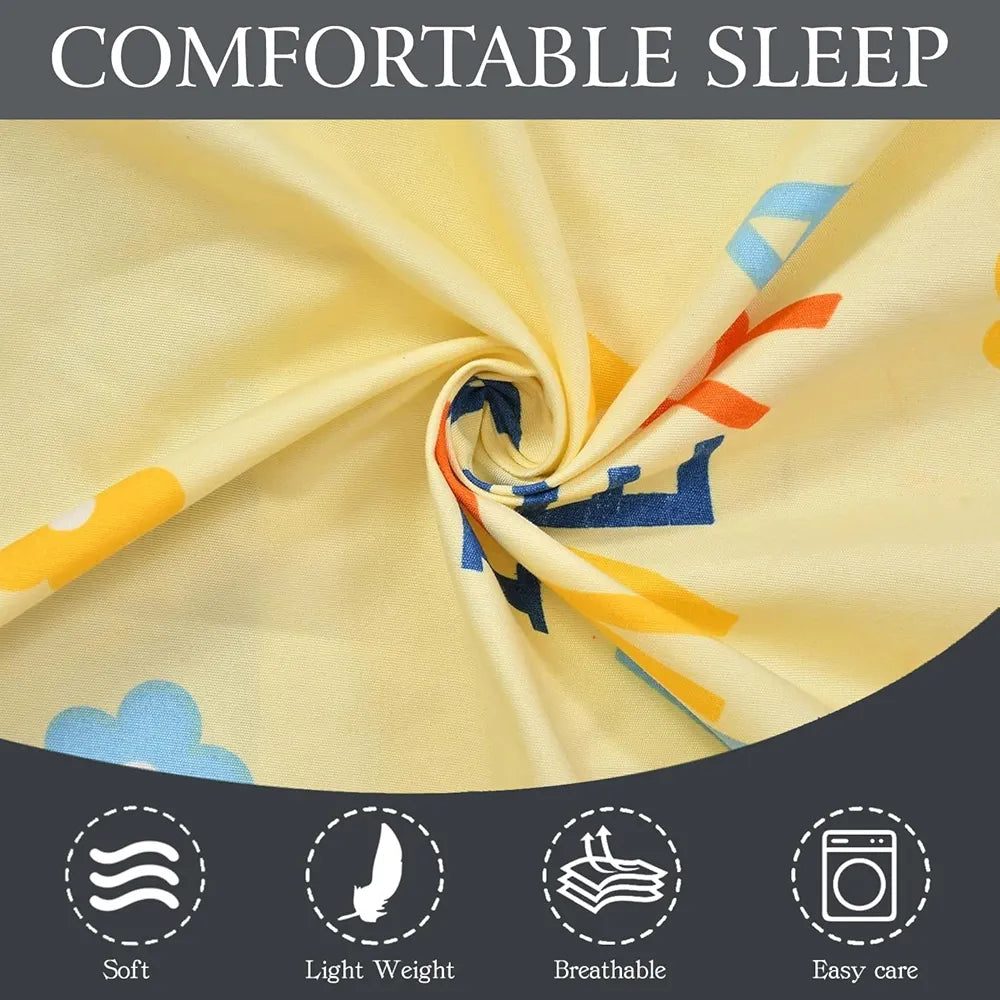 FRESH FROM LOOM Glace Cotton Wrinkle Free Soft Hypoallergenic Elastic Fitted Bed Sheet,Cartoon Printed,Bedsheet for Kids Room Boys Girls,Dinosaur),300 TC,Multicolor