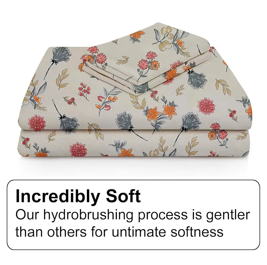 FRESH FROM LOOM Hypoallergenic Floral Print 240 TC Microfiber Single Bed Bedsheet with 1 Pillow Covers 