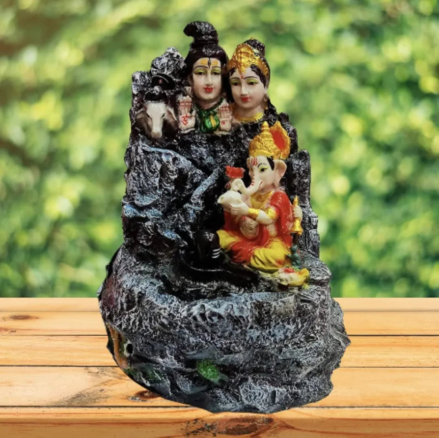 ALILA Resin Lord Shiva Water Fountain With Led Lights For Home Decor Decoration, 15 In