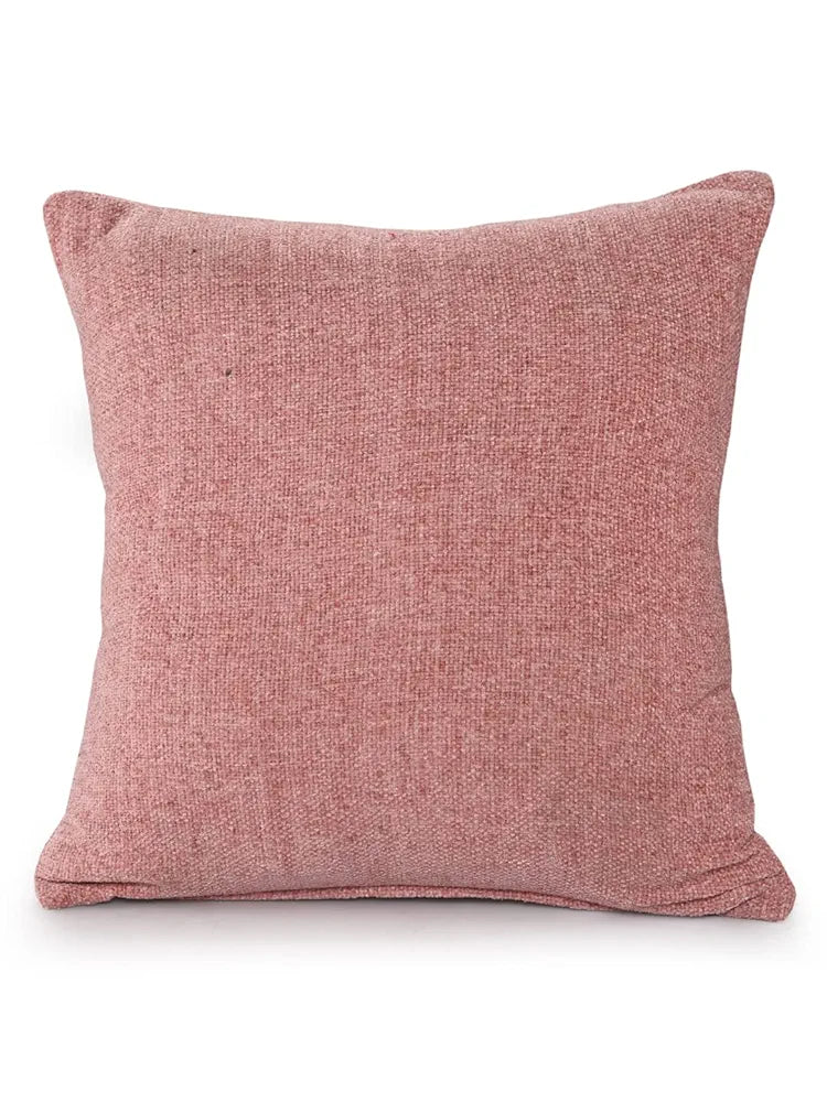 SASHAA WORLD Rose Pink Chenille Cushion Cover | Decorative Pillow Case | Elegant Solid Design, Soft & Durable | Ideal for Living Room, Bedroom & Home Décor, 45X45 Cm