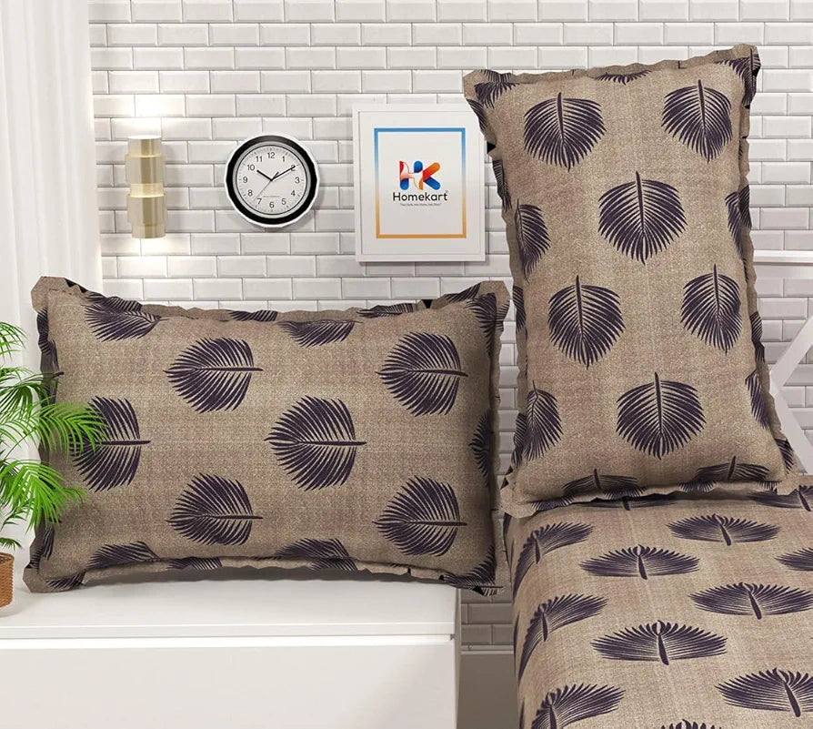 Premium Microfiber Elastic Fitted Bedsheets with 2 King Size Pillow Covers | Double Bed with All Around Elastic 180 TC Supersoft 