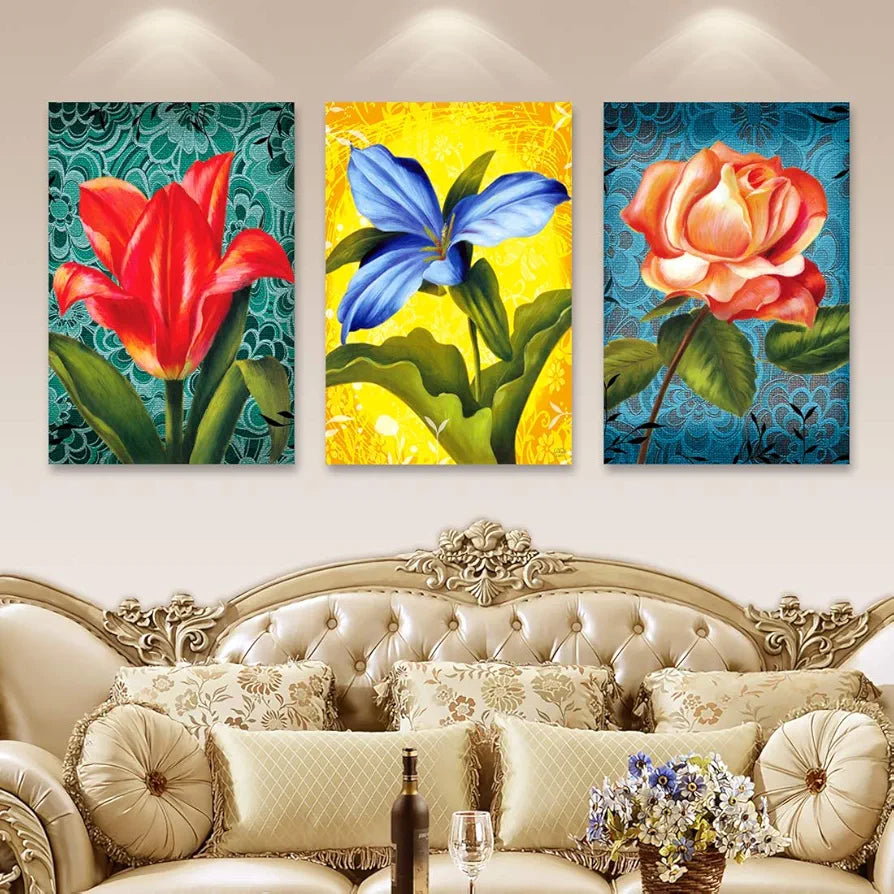 Rangoli MDF 3 Pcs Wall Poster 12x18 Inch Decorative Wall Art for Home, Office, Living Room. P-4, Design-15