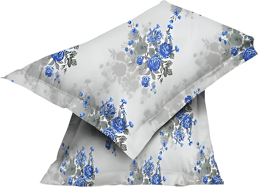 Polycotton 220 TC Floral Printed King Size Double Bedsheet with 2 Pillow Covers, (90 x 90 Inches, Ristes