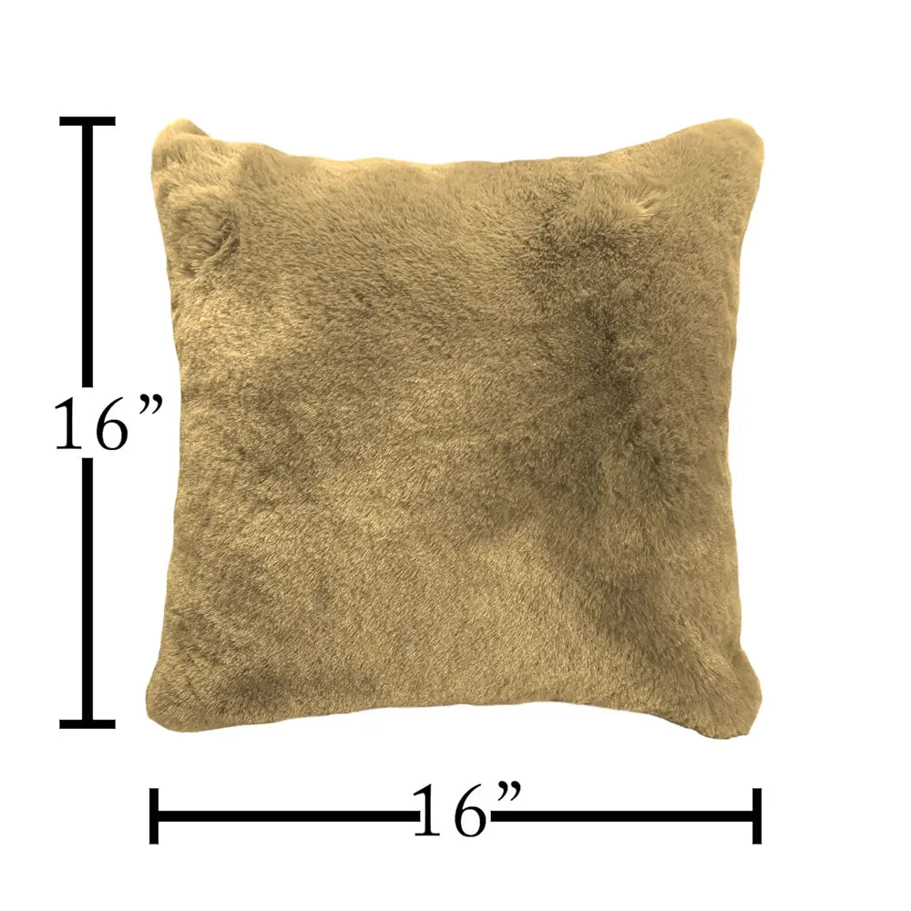 Luxe Home Cushion Cover 16 inch x 16 inch One Side Rabbit Fur Plain Design Covers Set of 2 for Sofa, Bedroom, livingroom 