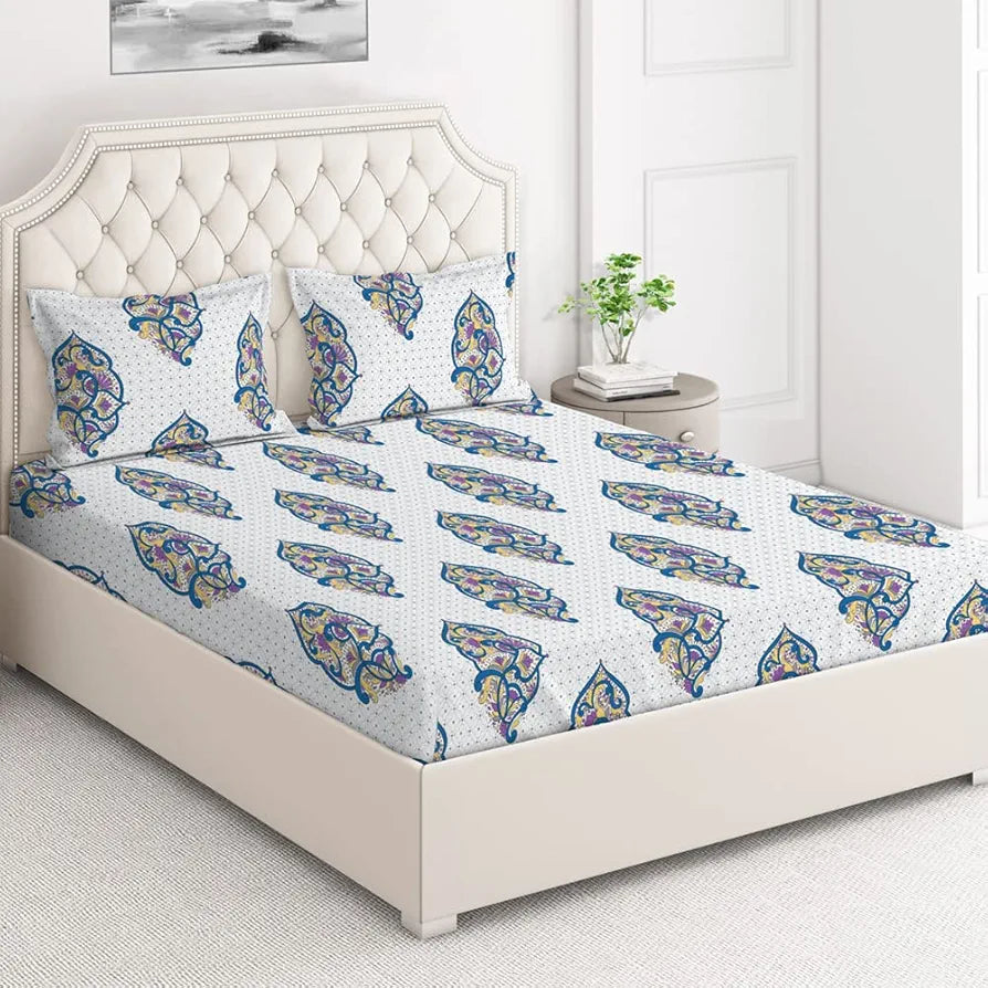 Layers Duracount Bedsheet Set for All Seasons - Lightweight, Moisture Absorbent, Machine Washable & Easy to Care - Gift for Housewarming & More - 225 CVC - King Size 