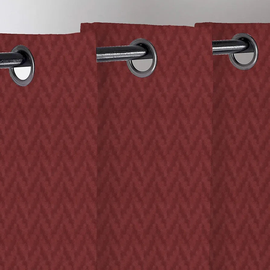 Divine Casa 5 Feet Zig Zag Design Window Curtain | Lightweight Maroon Polyester Panel with Metal Grommet | Single Piece for Modern Home Decor