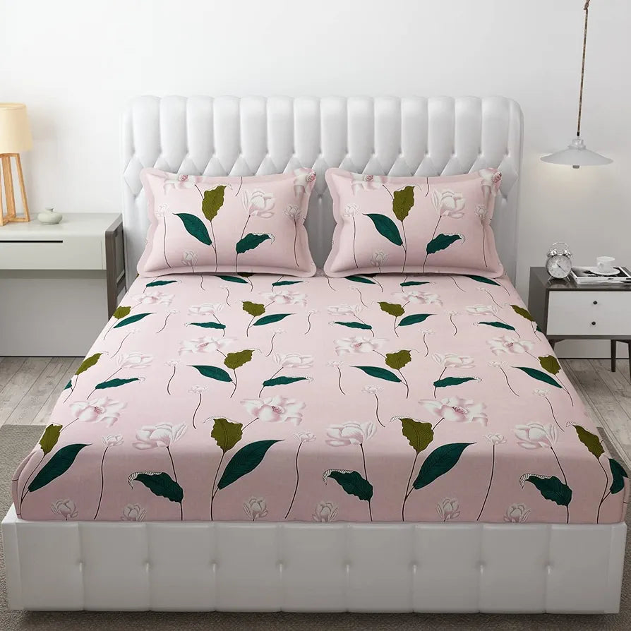 FRESH FROM LOOM Floral King Size Bedsheet-Microfiber Rotary Printed,Hypoallergenic,Wrinkle Free With 2 Pillow Covers,Multicolor,144 TC